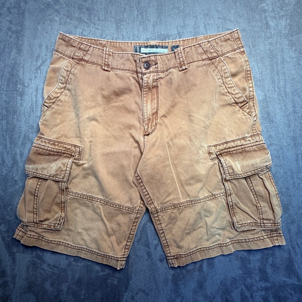 Vtg Y2K Old Navy Cargo Shorts Mens 34 Brown Relaxed Fit Cotton Utility Pockets‎